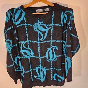 Vintage New Forces Pattern Crew Neck Sweater